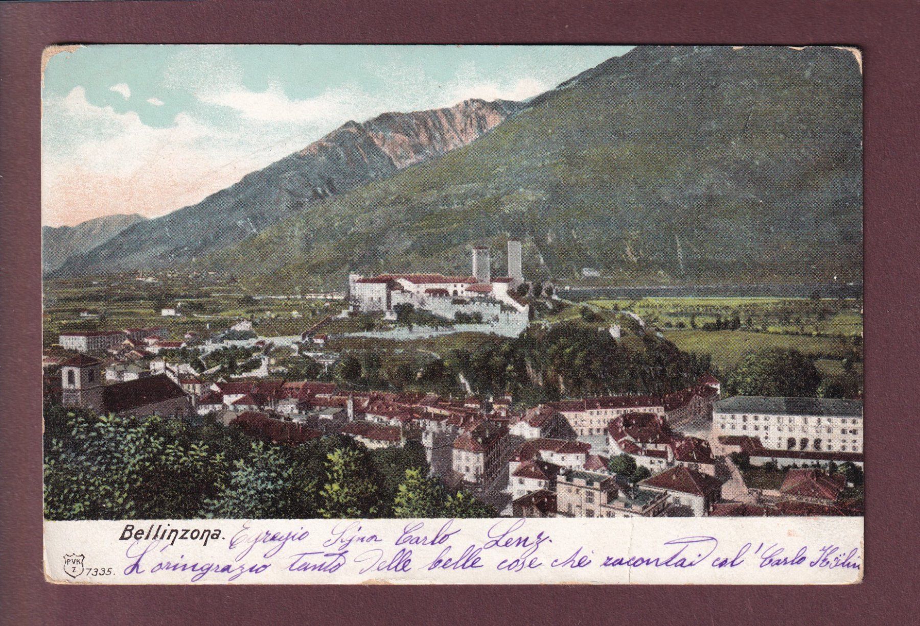 Cartoline postali: BELLINZONA - 1904 // pli // – Usato da Pully venduto da nicecards