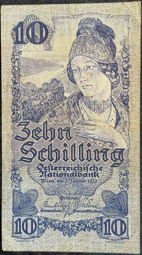 Banconote: 10 Schilling Banknote von 1933 – Usato da Beringen venduto da Mantafisch1