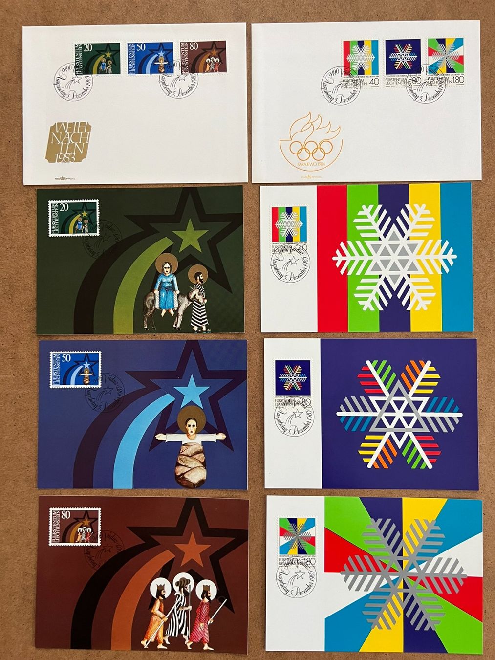 Tutti i francobolli: Ersttagsbriefe FDC Lichtenstein Dez. 1981 - März 1995 – Nuovo e nell'imballaggio originale da Leuggern venduto da Maceio100 2