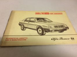 ALFA ROMEO ALFA 90 2.0 6V INIEZIONE ALLEGATO USO MANUT. 5/84