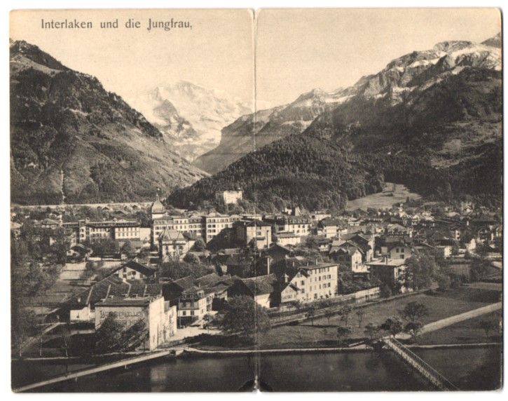 Cartoline postali: Klapp-AK Interlaken, Totalansicht mit de – Usato da Berlin venduto da bartko-reher