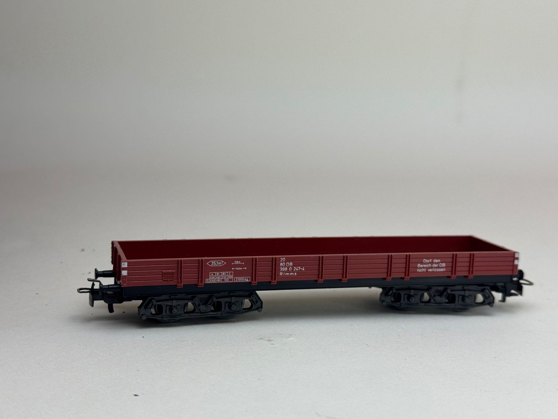 Märklin Modellini di ferrovie: HR- Märklin 4 Achs Flachwagon DB – Usato da Elm venduto da Wikmtz
