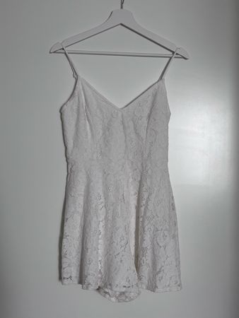 AMISU Jumpsuit weiss Spitze | Grösse 36
