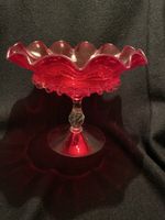 Rote Vintage Bonboniere / Schale aus Glas, sehr schön