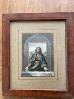 Antike Madonnen Darstellung im Rahmen, hinter Glas