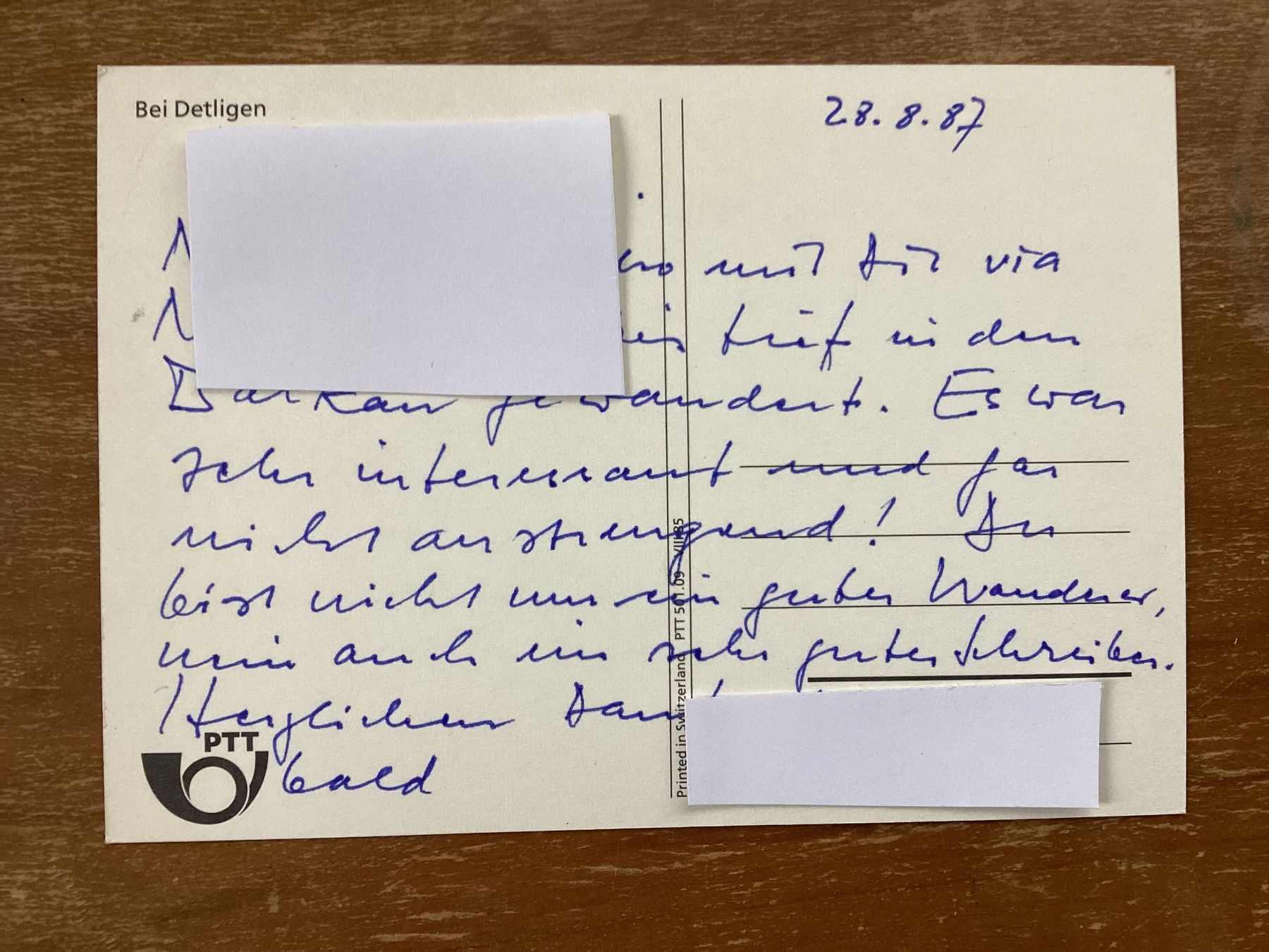 Ansichtskarten: AK Bei Detlingen 1987 – Gebraucht aus Zürich von tol_b7c7 1