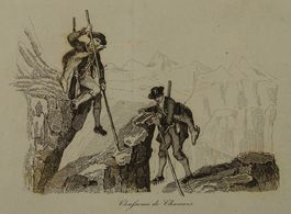 GEMSJÄGER, STAHLSTICH 1836, JAGD, JÄGER