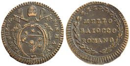 Italien, Rom, 1/2 Baiocco A XV (1789)