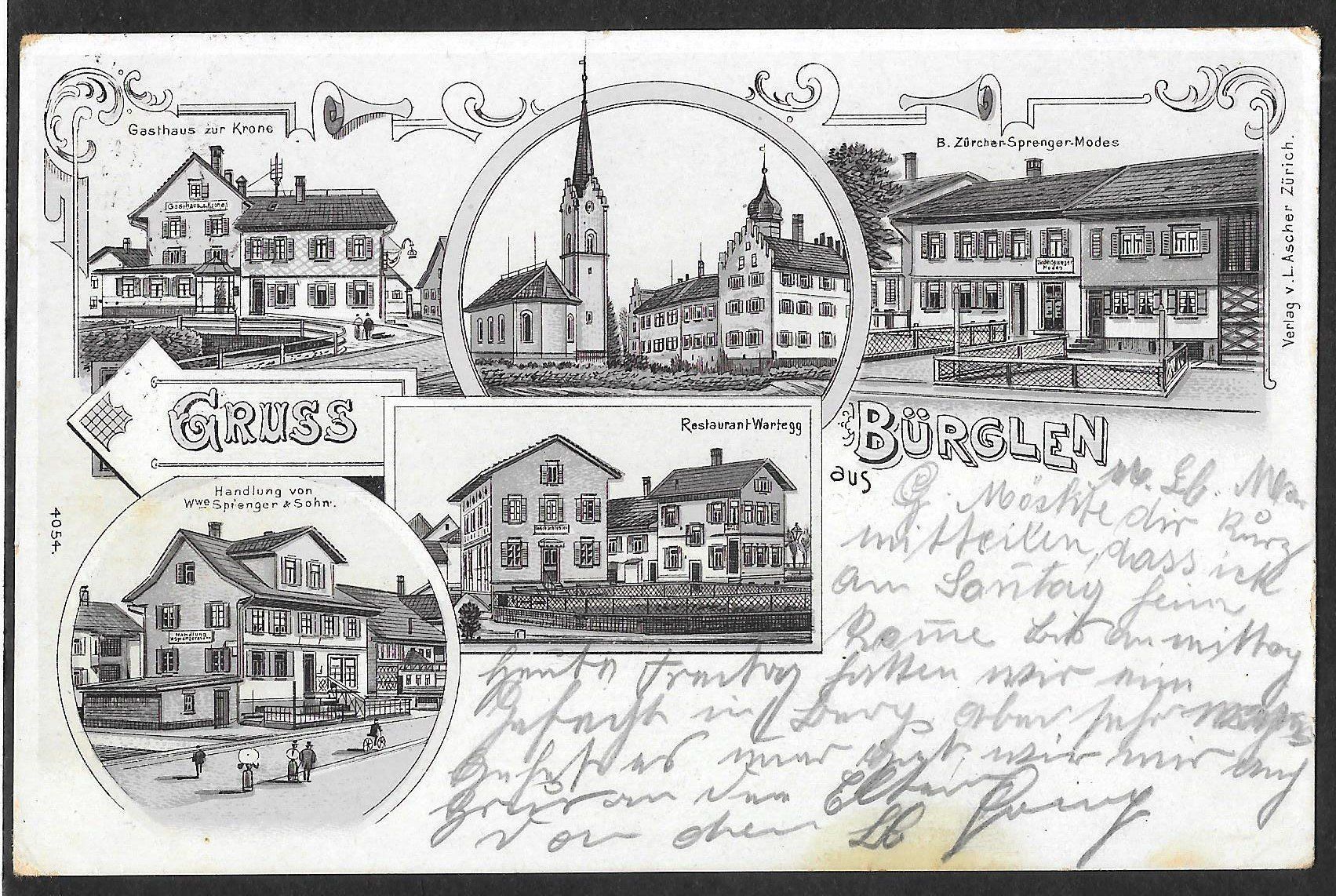 Cartoline postali: Bürglen braune Lithografie 5 Bilder – Usato da Olten venduto da clotaldi