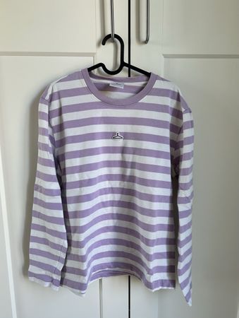 Langarmshirt Holzweiler gestreift lila/weiss Grösse M