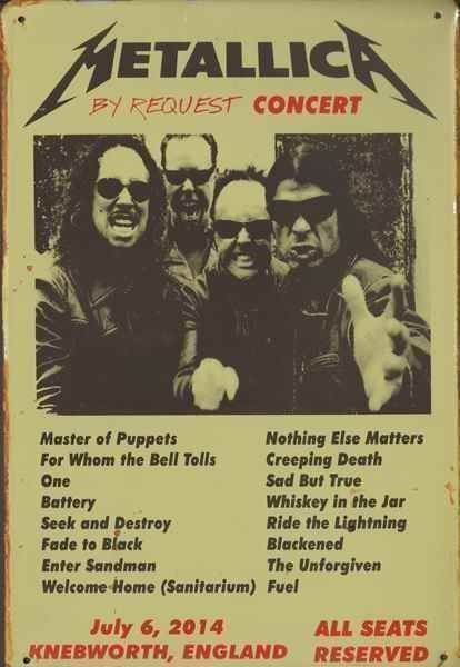 Insegne: Rusty Blechschild-METALLICA-REQUEST CONCERT – Nuovo e nell'imballaggio originale da Rupperswil venduto da big-one-sale