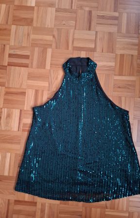Top Shein à sequins noir-vert /Paillettentop Shein Schwarz