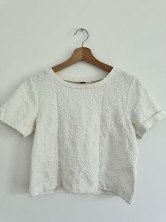 Weisses Oberteil mit Blumenmuster Grösse XS H&M