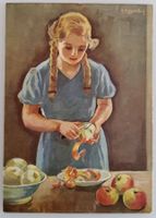 Bundesfeierpostkarte Nr.59a - 1934 - Mädchen schält Apfel