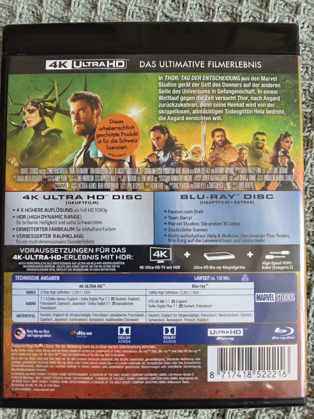Tutti i DVDs: Thor - Tag der Entscheidung - 4K UltraHD + Blu-ray – Usato da Ellikon a d Thur venduto da razzorblog 1