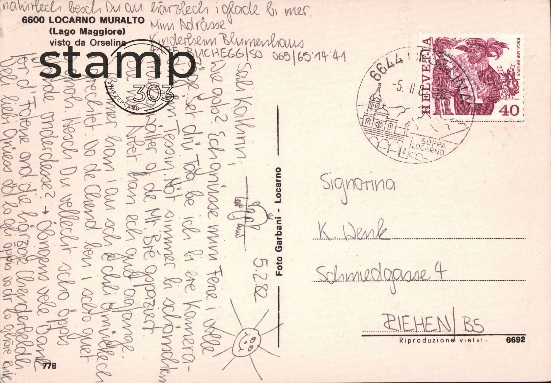 Ansichtskarten: 1982 AK Locarno Muralto Lago Maggiore – Gebraucht aus Eggersriet von stamp303 1