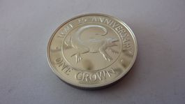 Silbermünze Turks- Inseln : One Crown Leguan 1988 ,WWF