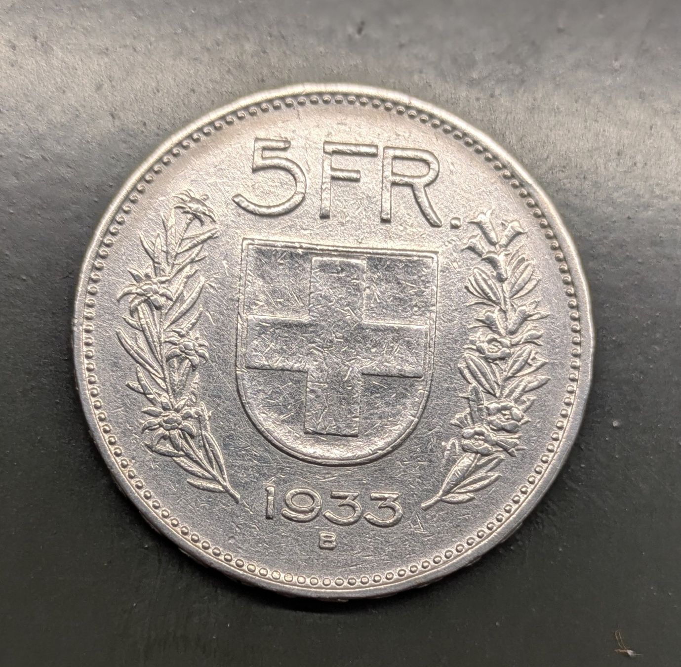 Tutti le monete: 5 Fr. Münze CH 1933 Silber – Usato da Zetzwil venduto da Spitz70