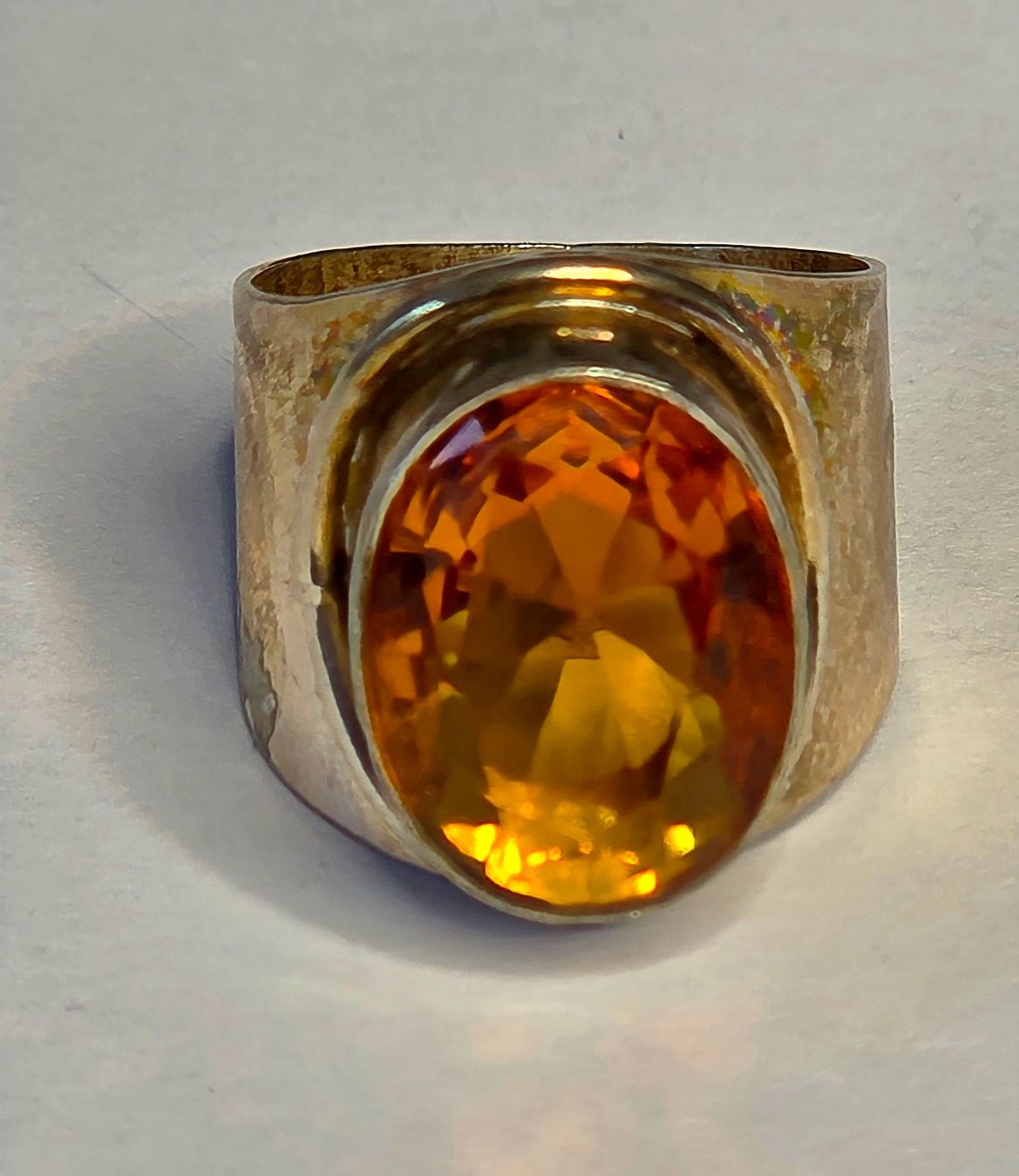 Bagues: Silber Ring gelboranger Stein – Neuf (Voir description) à Zürich par adriben