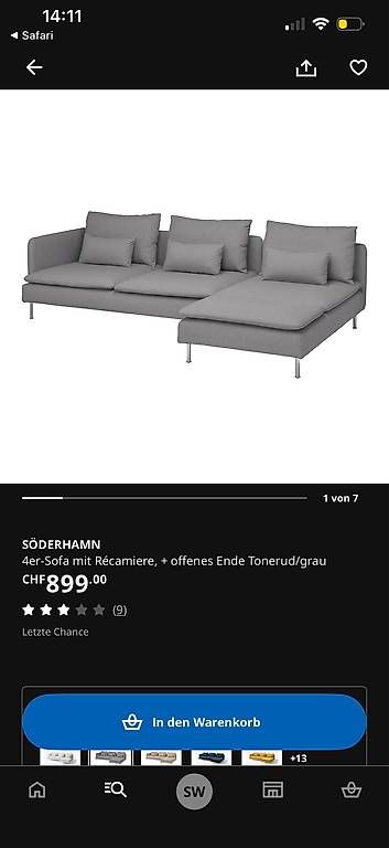 Sofas: IKEA Söderhamn Sofa 4er grau – D'occasion à Niederscherli par ste_2pj6 2