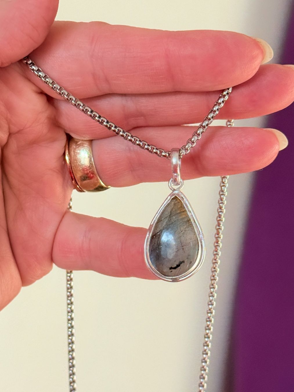 Catenine: Collier élégant avec Labradorite véritable, neuf! – Nuovo e nell'imballaggio originale da Genève venduto da AGBERG