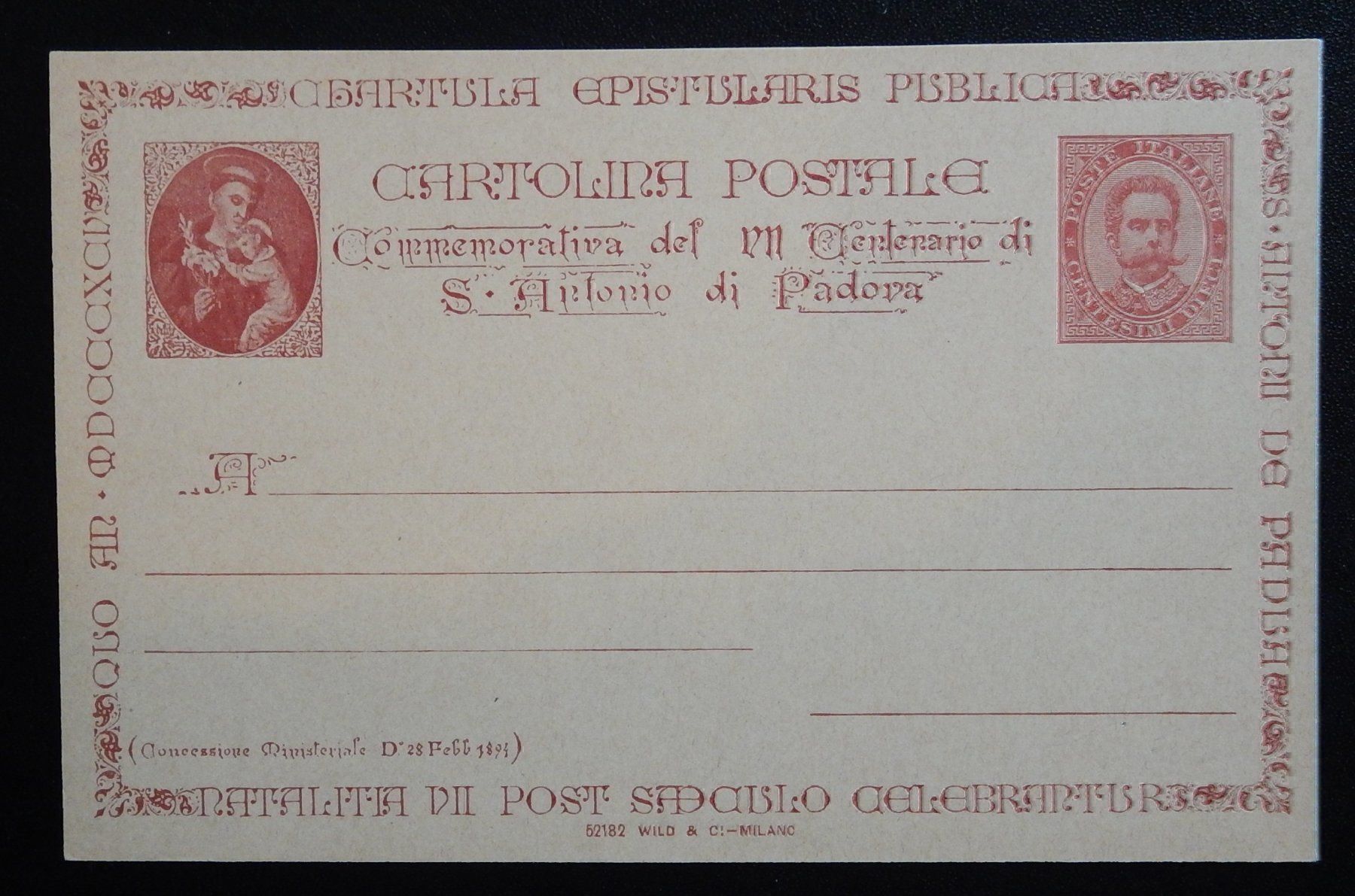 Tutti i francobolli: Italien Vorfrankierte Postkarte 1894 – Usato da Zürich venduto da Muehlekauf