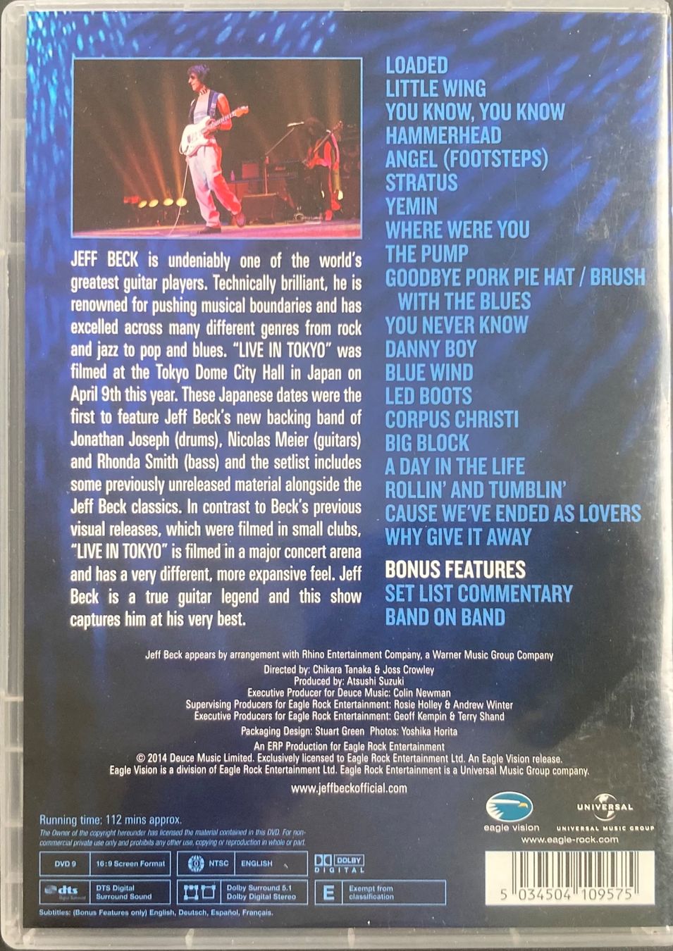 Tutti i DVDs: JEFF BECK - LIVE IN TOKYO – Usato da Poliez-Pittet venduto da Newtown-Records 1