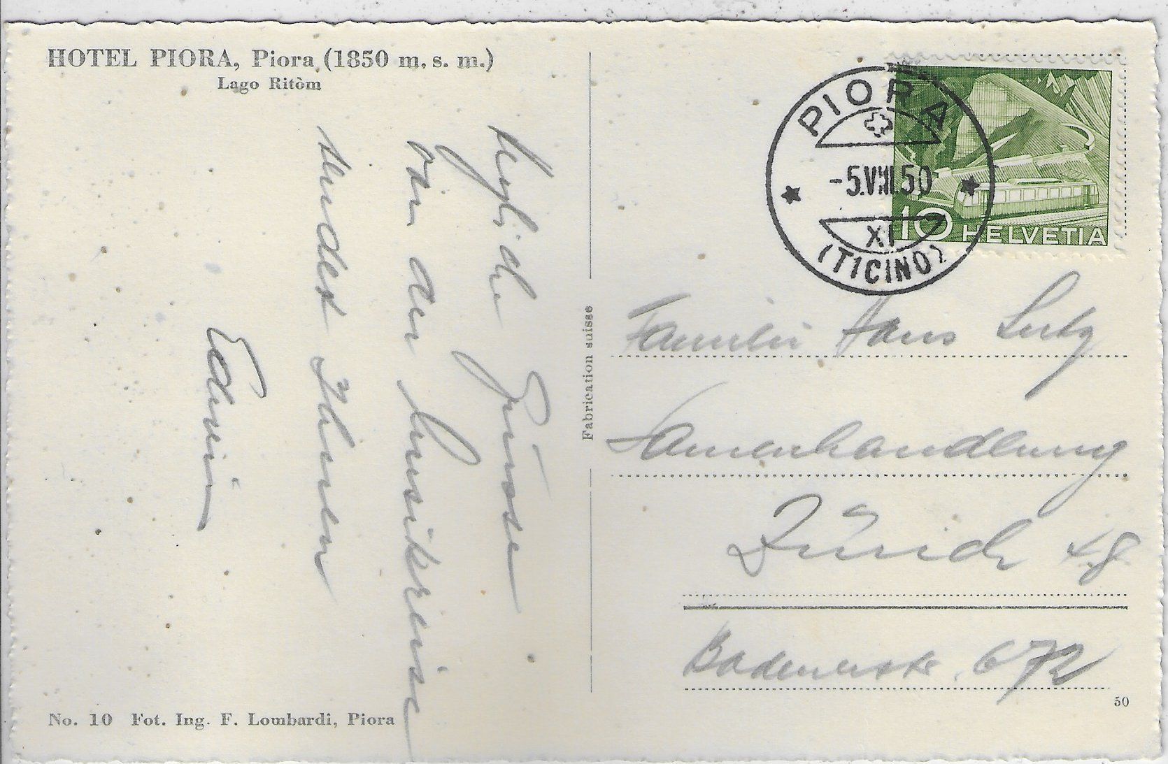 Cartoline postali: Hotel Piora - Lago Ritom – Usato da Ettingen venduto da Kartenplanet 1