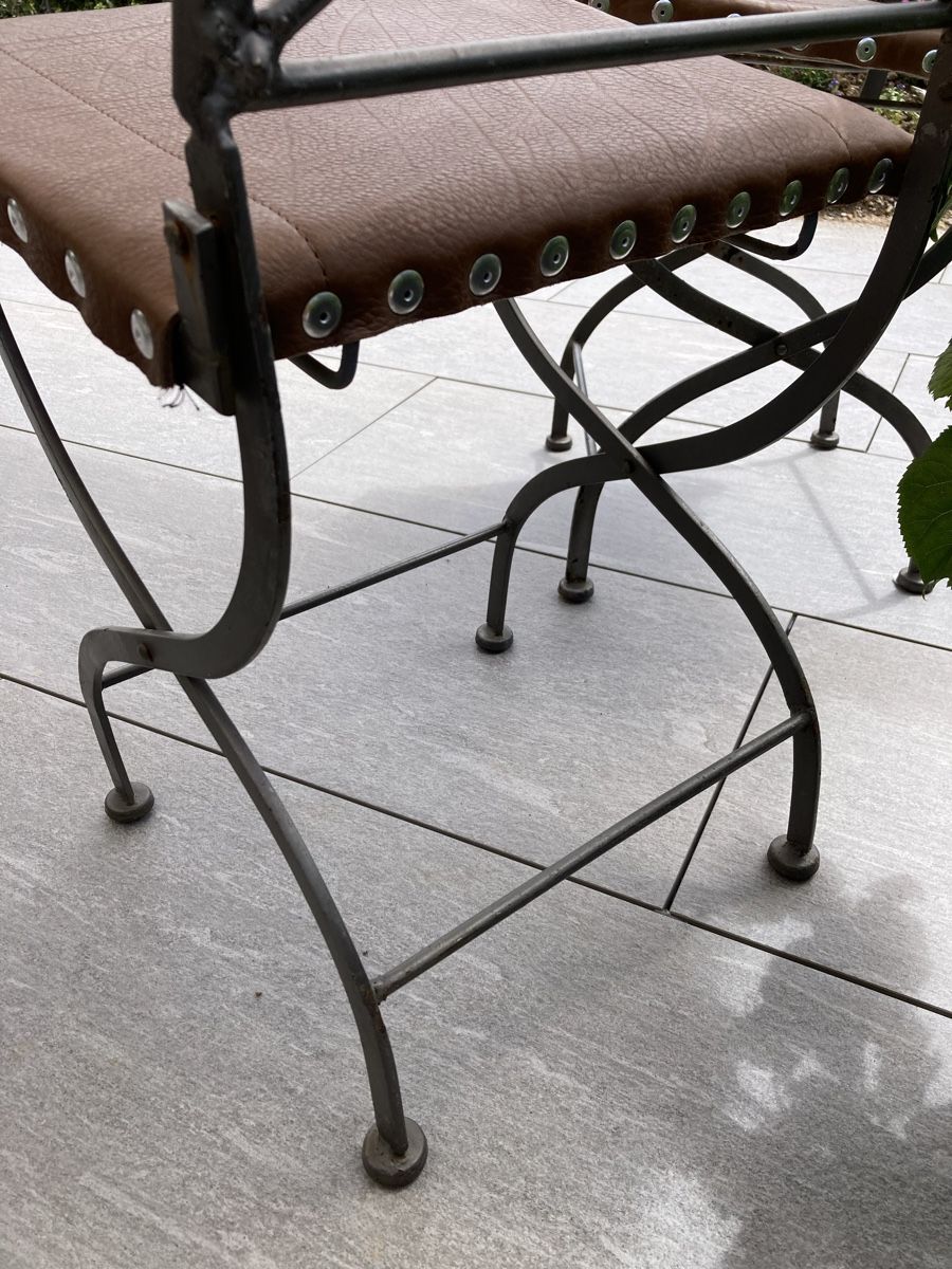 Sedie: 2 TOP - ANTIKE METALL mit LEDER GARTENSTÜHLE – Usato da Nidfurn venduto da cejeisda 3
