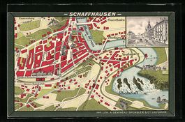 Schaffhausen, Hotel National, Stadtkarte