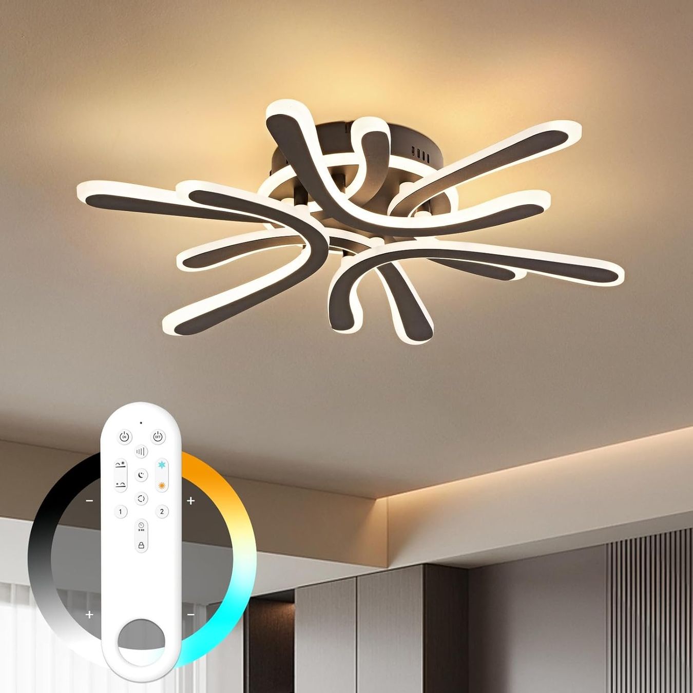 Lampadari & plafoniere: LED Deckenleuchte Blume 40W Dimmbar 2800–6000K Schwarz – Nuovo e nell'imballaggio originale da St. Gallen venduto da RestpostenSG 1