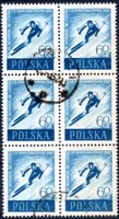 1957 GEDENKFEIER SKIFAHRER 6ERBLOCK GESTEMPELT - EA108