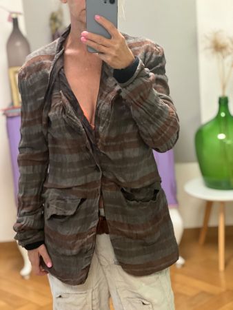 Chiahung Su Jacke NP 1035 Fr  XS Stoff Japan zu Rundholz