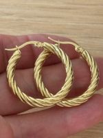 Luxus Elegante Creolen Edelstahl Ohrstecker Farbe Gold