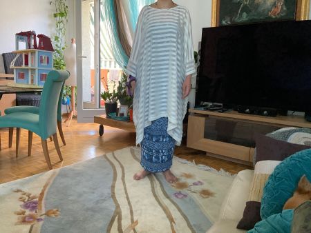 Merveilleuse tunique rayée en soie AGATHE one size oversize