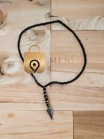 Halskette Herren Perlenkette Kette Lava Perlen Schmuck Neu