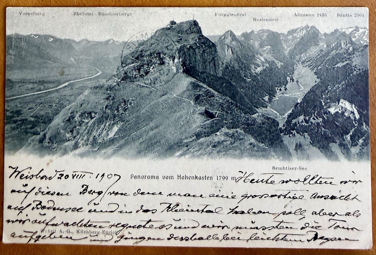 Cartoline postali: Hohen Kasten - Sembtiser- See 1907 – Usato da Lutry venduto da Ediego