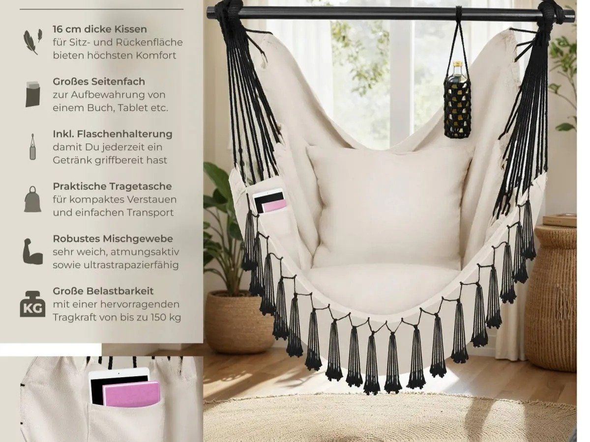 Poltrone pensili da giardino: Hängesessel Boho Style Belastbarkeit 150kg SANDIRA – Nuovo e nell'imballaggio originale da Lachen SZ venduto da sw3zzy 1