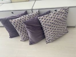 Kissenhüllen Lila Muster 4er Set 45x45 cm guter Zustand