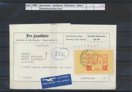 1983 Nachsende - Streifband, "Winterthur - Italien"