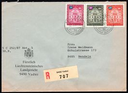 1987_FL - amtlicher R-Brief (707) von Vaduz nach Nendeln