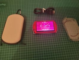 PSP Sony Red with Charger and Case - Great Condition! 128GB