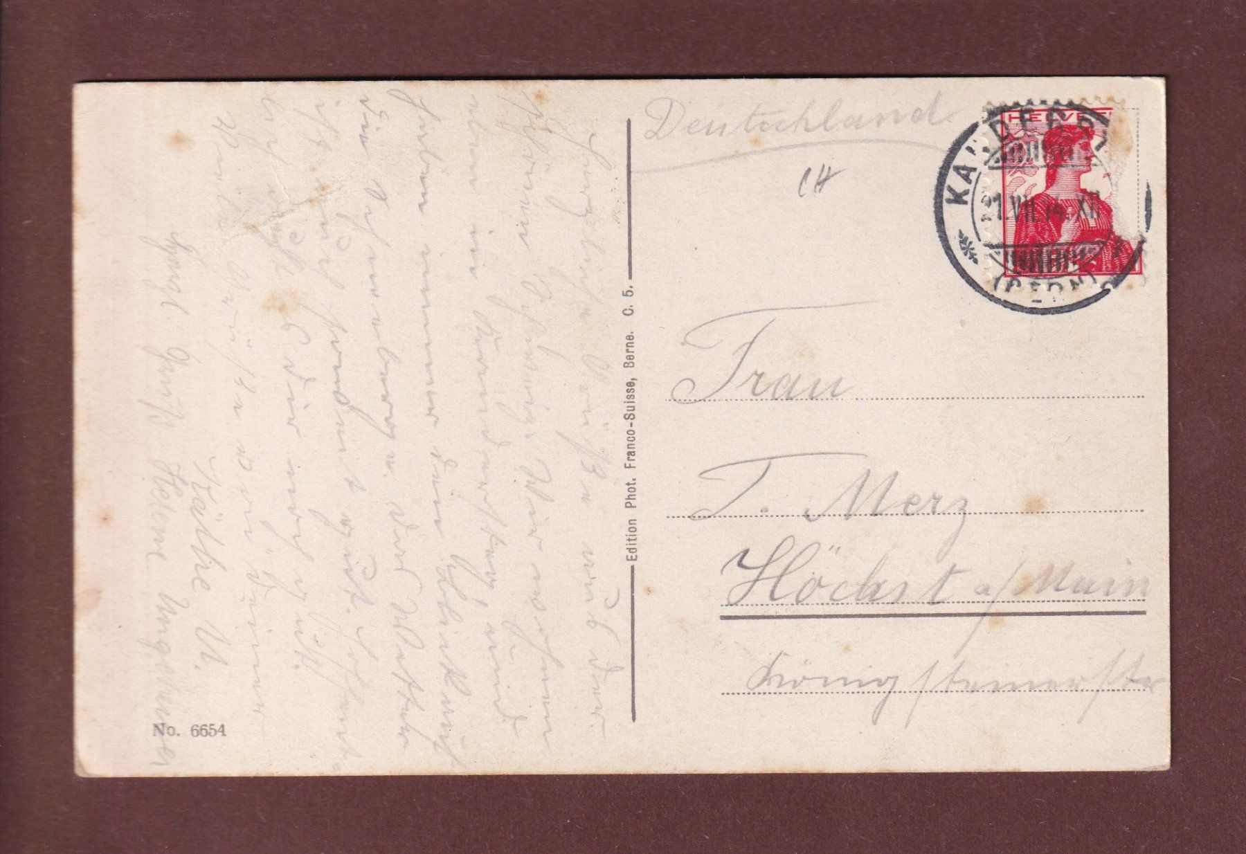 Cartoline postali: Lötschbergbahn - RUINE TELLENBURG - 1914 – Usato da Pully venduto da nicecards 1