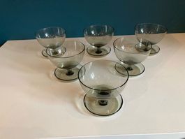 6er Set Vintage Dessertschalen / Glasschalen, Top Zustand