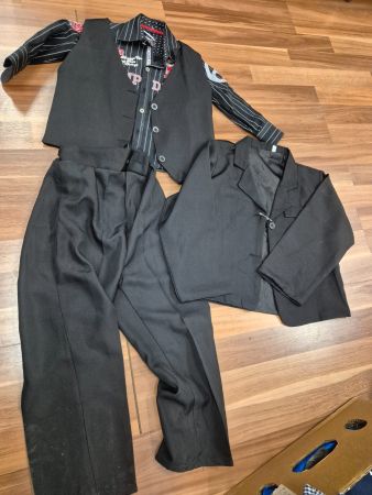 Festlicher Jungen Anzug Gr. 86  schwarz Hemd Weste Sakko K25