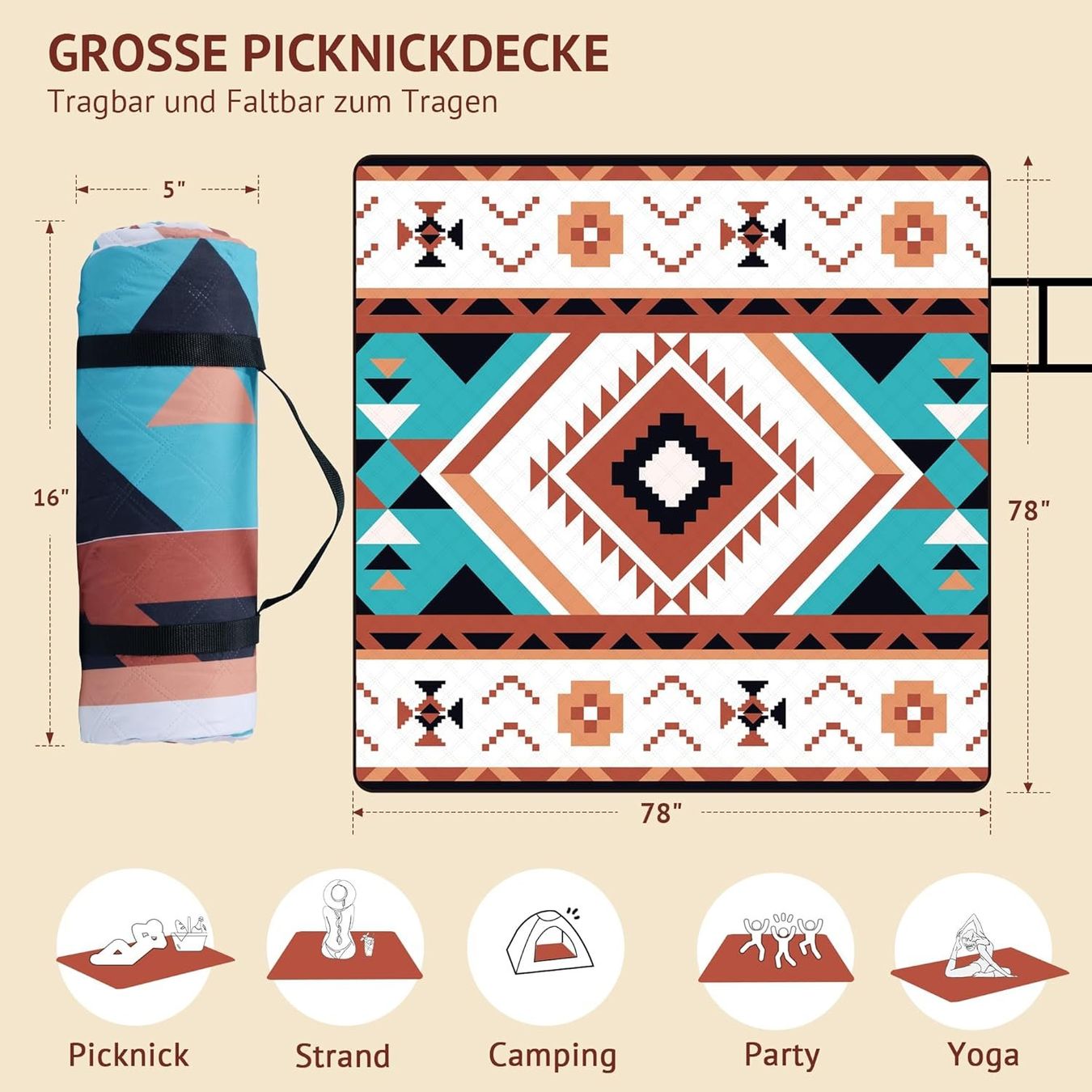 Coperte: Picknickdecke Wasserdicht 200x200cm – Nuovo e nell'imballaggio originale da Nuglar venduto da SaleRitter 2