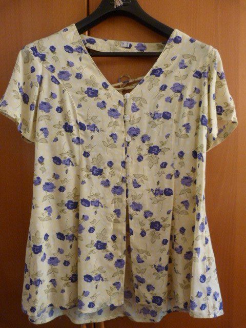 Camicette: Bluse mit Schnürung, Gr. 40, gelb-blau – Usato da Nunningen venduto da Fashion-Ave51