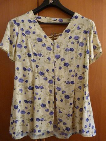Bluse mit Schnürung, Gr. 40, gelb-blau