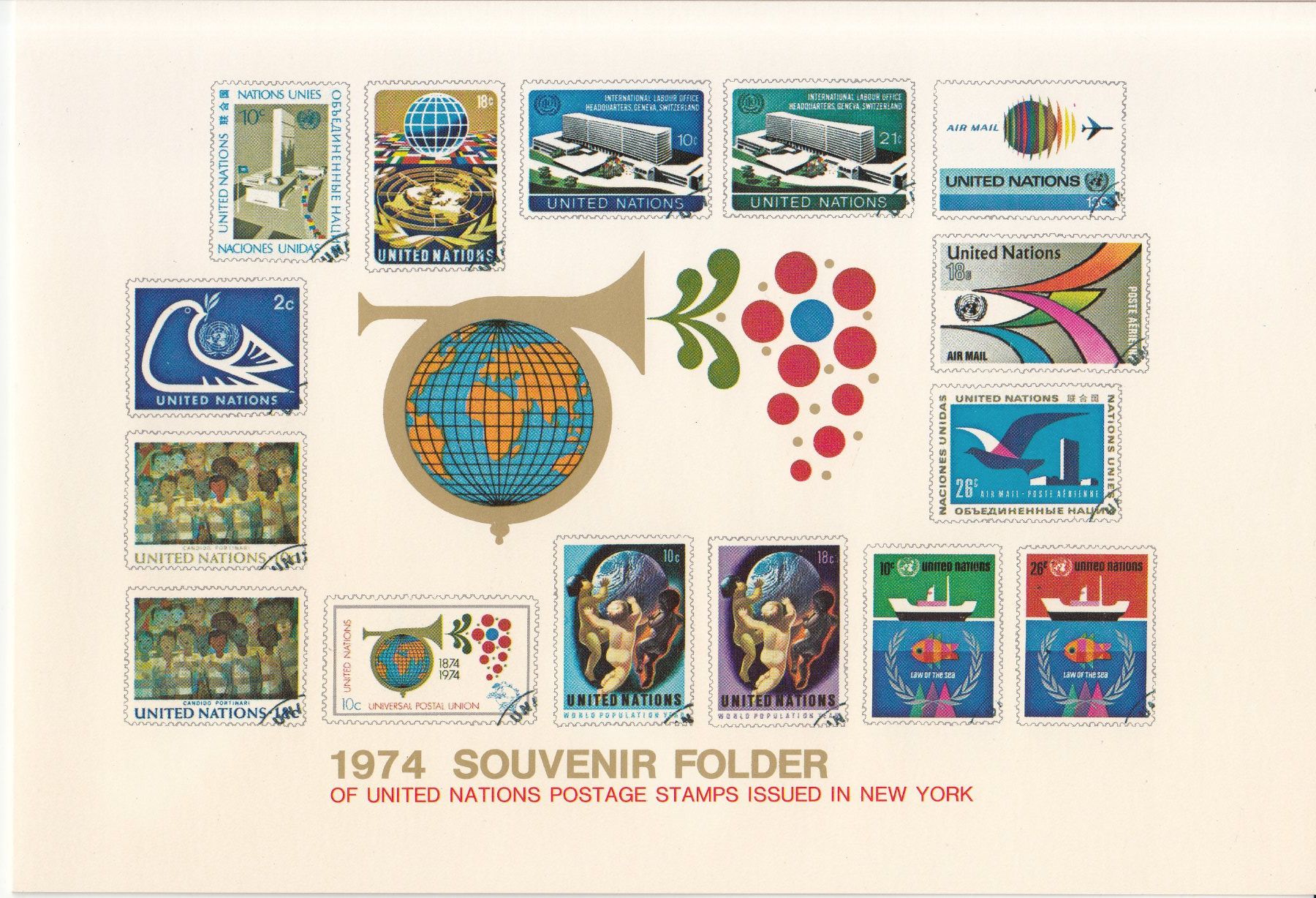 Tutti i francobolli: Uno New York Souvenir-Folder 1974 postfrisch – Usato da Bürglen TG venduto da StampGraf