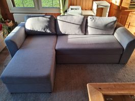 Ecksofa grau mit Schlaffunktion und Bettkasten gebraucht